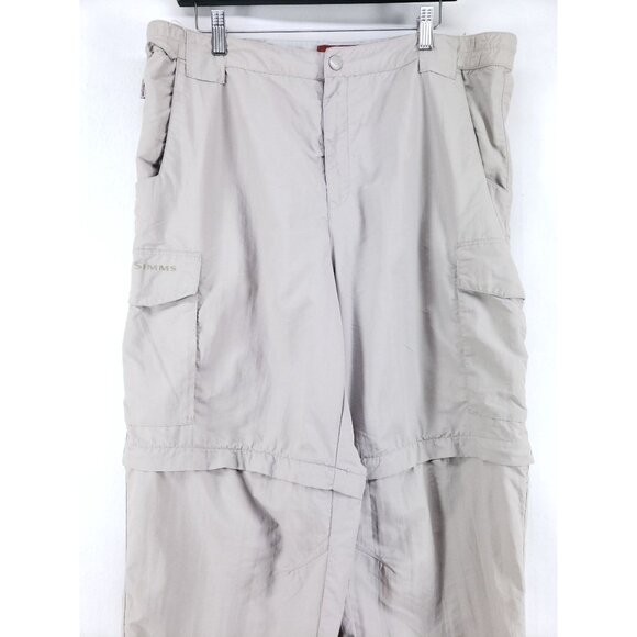Simms Convertible Cargo Fishing Pants Mens Large Tan Nylon Lightweight Zip-Off - Picture 4 of 10